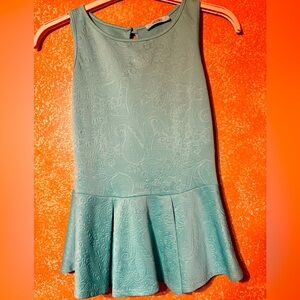 Karlie Teal Sleeveless Peplum Top size medium